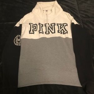 Pink quarter zip color block